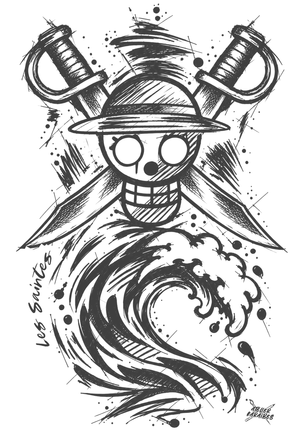 Illustration Pirate Sabres — Nerko Ink, avec inscription Les Saintes — Atelier Karaïbes, Guadeloupe